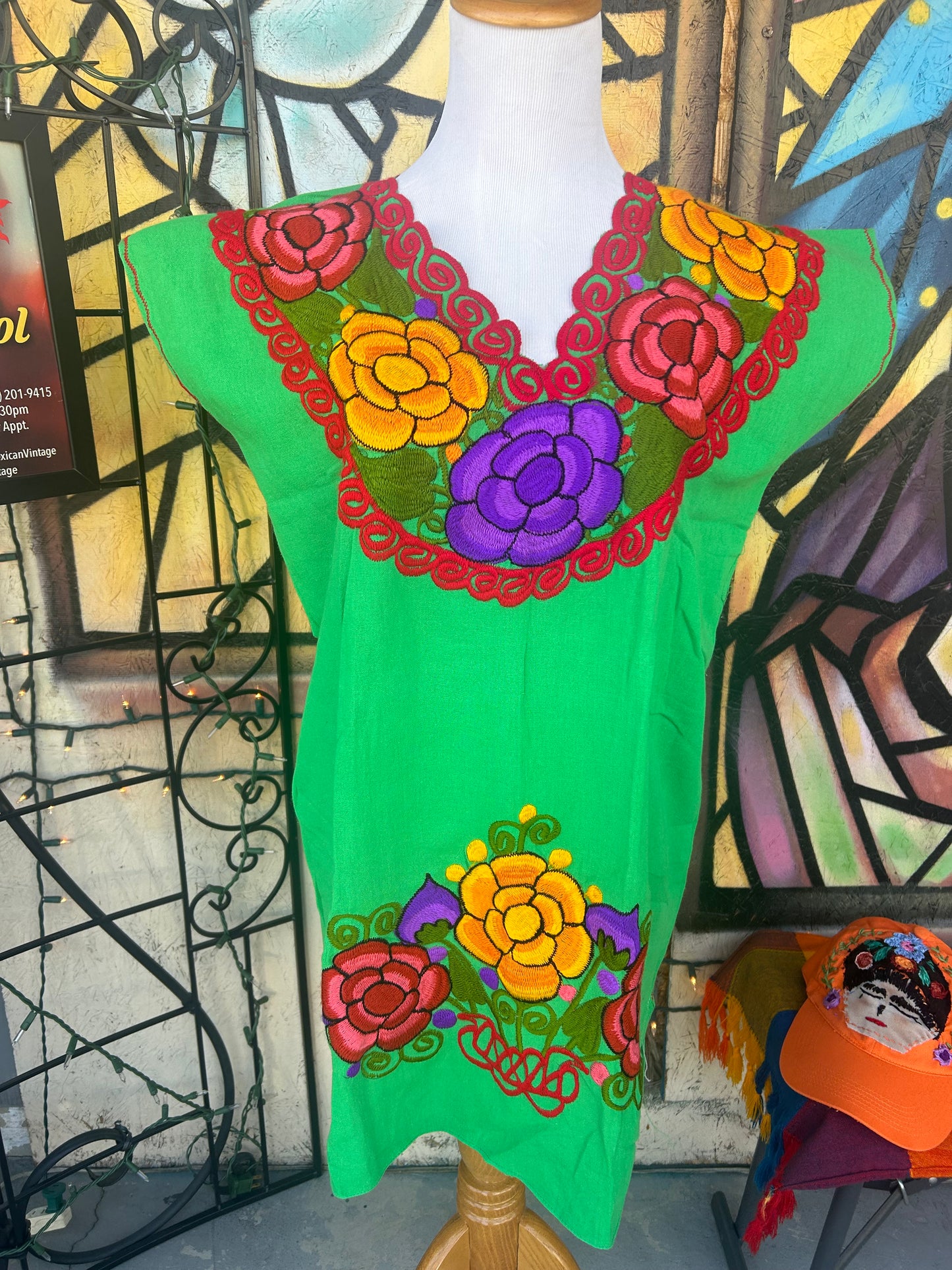 Women’s Mexican Embroidered Short Huipil Dress