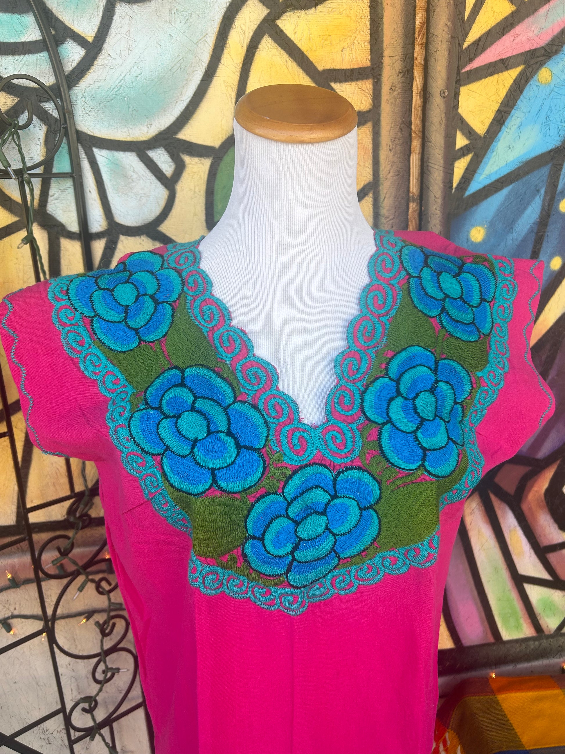 Women's Mexican Embroidered Short Huipil Dress LunaSol Women's Mexican Embroidered Short Huipil Dress LunaSol