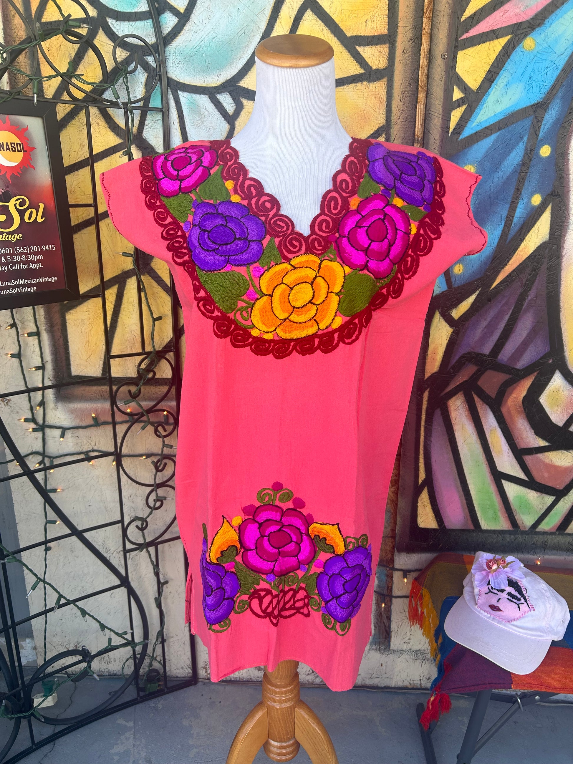 Women's Mexican Embroidered Short Huipil Dress – LunaSol Women's Mexican Embroidered Short Huipil Dress – LunaSol