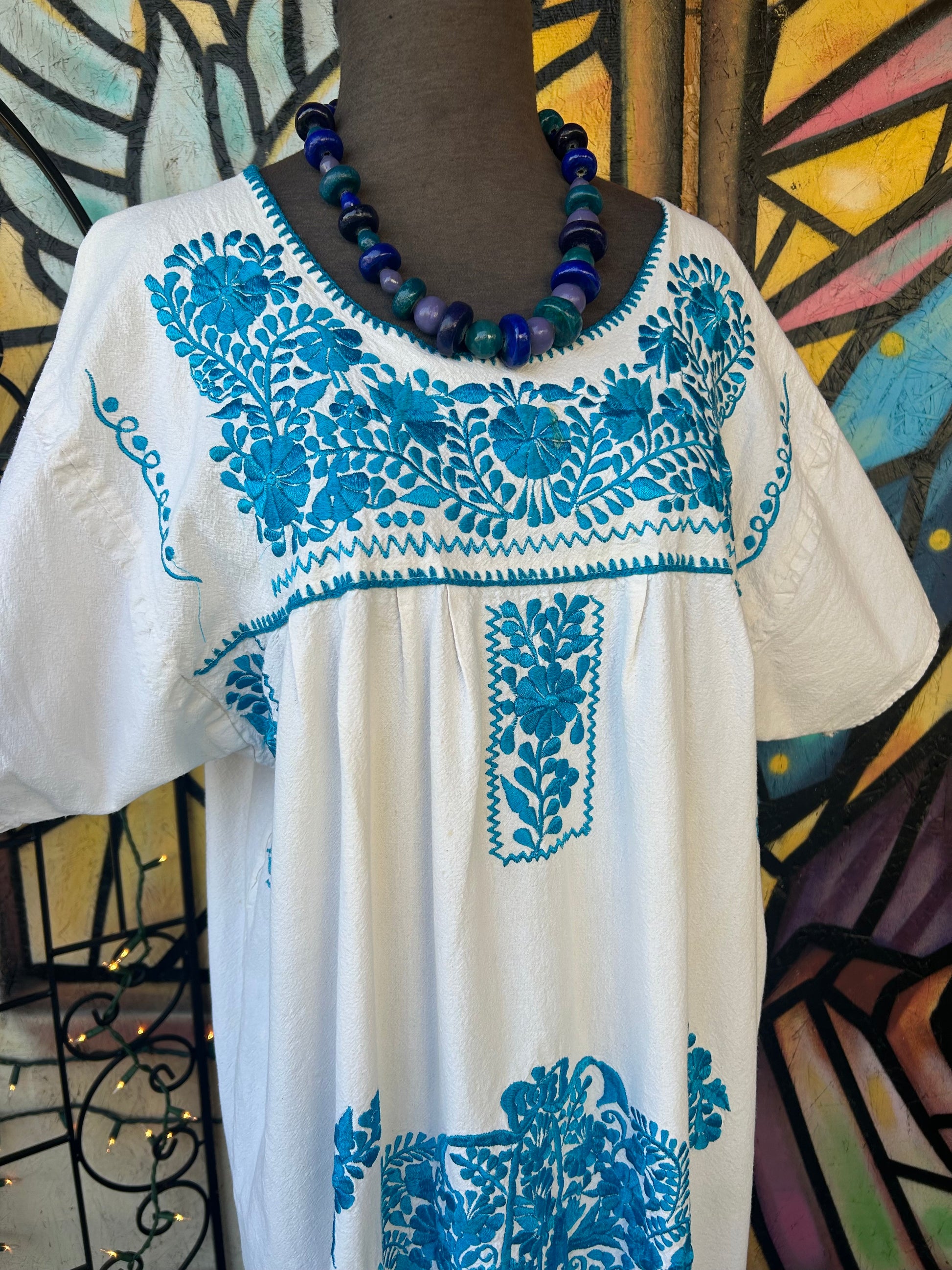 Women's Mexican Vintage Embroidered Dress LunaSol Women's Mexican Vintage Embroidered Dress LunaSol