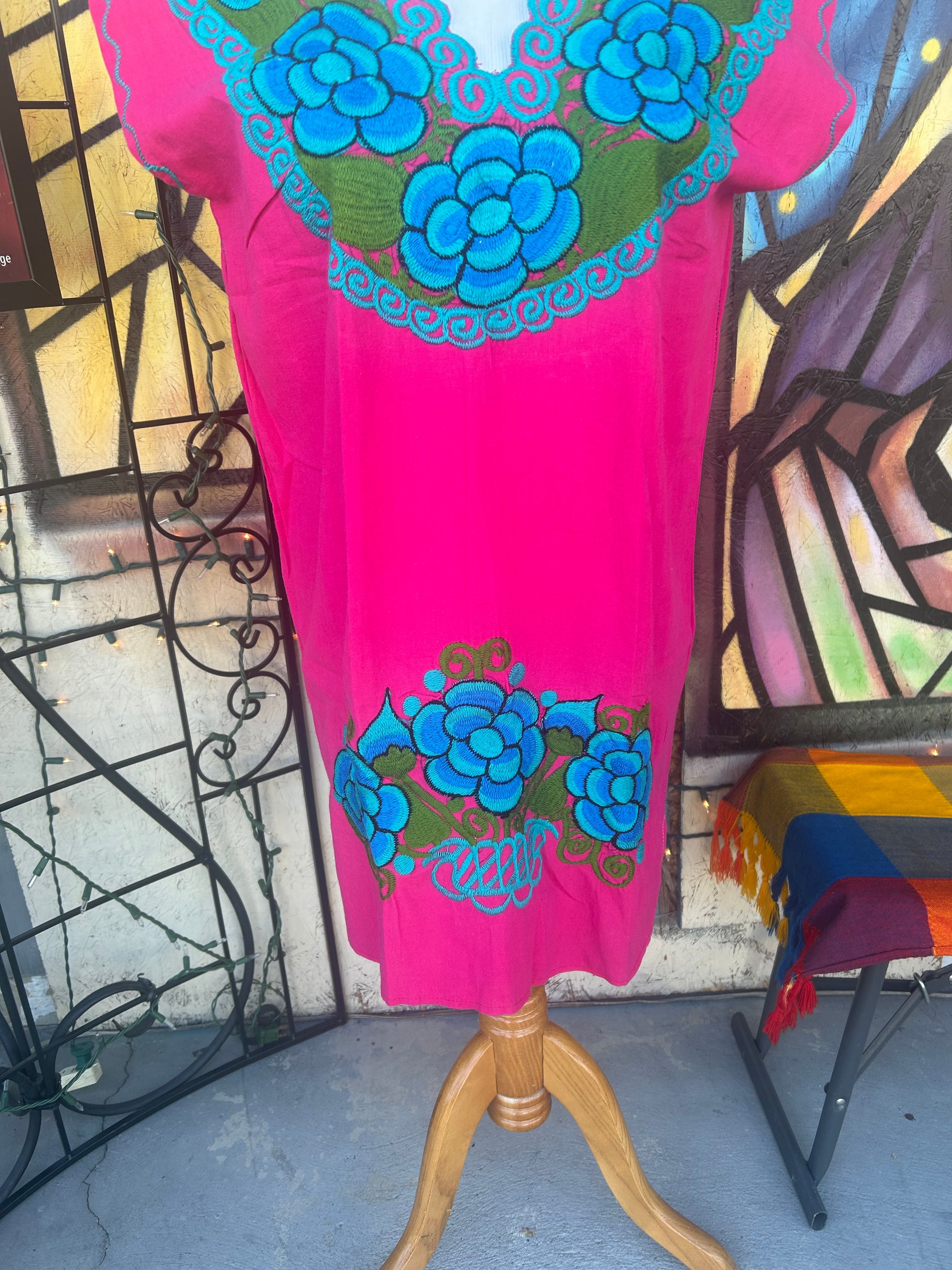 Women's Mexican Embroidered Short Huipil Dress LunaSol Women's Mexican Embroidered Short Huipil Dress LunaSol